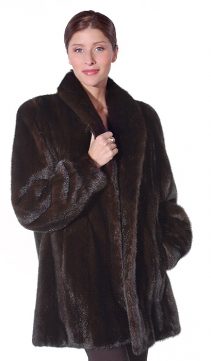 mahogany real mink-natural mink jacket for women shawl collar