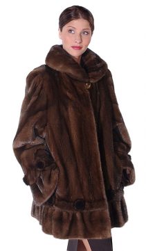 mink jacket real-mahogany natural mink-rosettes and ruffles