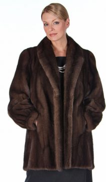 soft brown mink fur real jacket-mink classic shawl