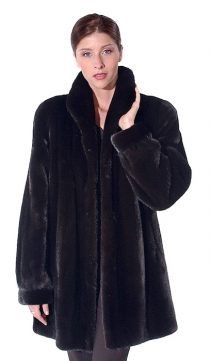 real mink jacket for women-ranch mink-classic wing collar