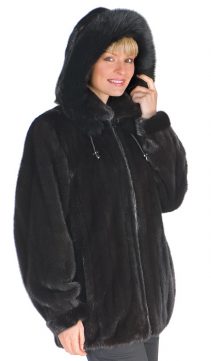 zippered ranch mink-men's mink jacket-women's mink fur jacket with fox trim