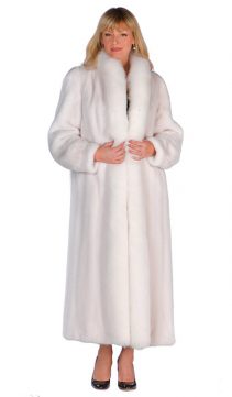 white mink fur coat-full length mink coat-mink coat with fox trim