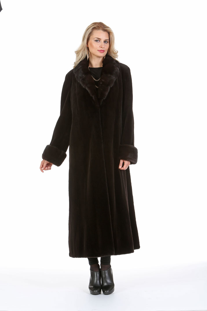 Dark Brown Sheared Mink Coat – Crosscut Mahogany Mink Collar – Madison ...