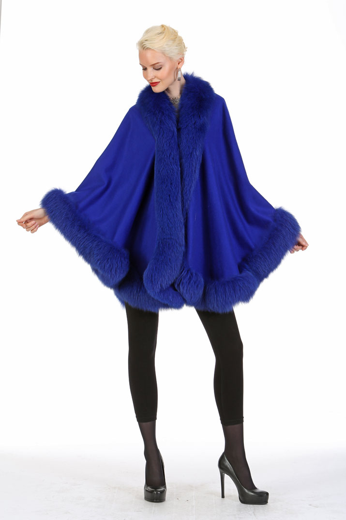 Royal Blue Cashmere Cape- Your Lady | Madison Avenue Mall Furs