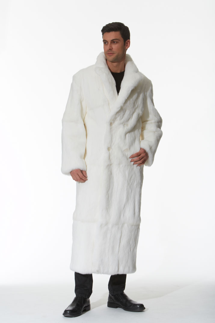 Men's White Fur Car Coat