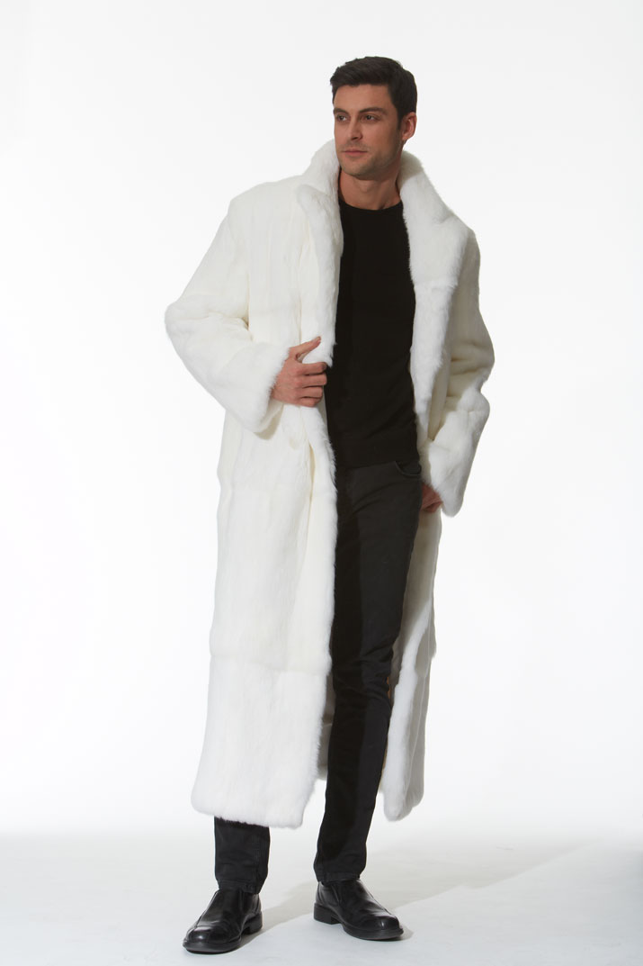 Men's White Fur Car Coat