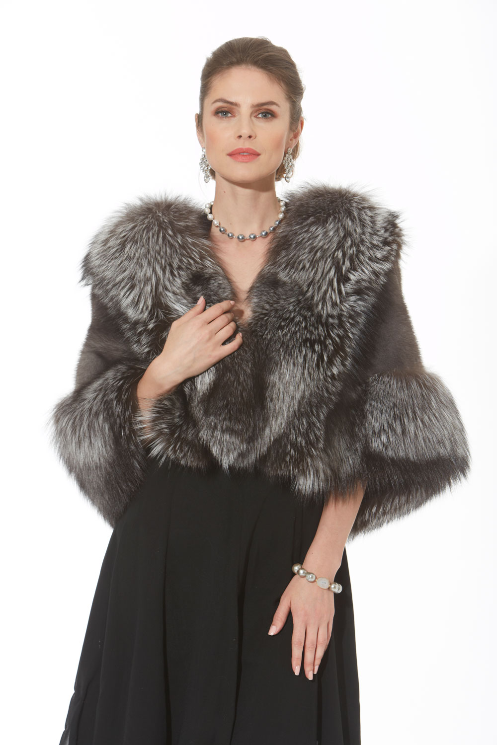Mink Cape -Blue Iris -Silver Fox – The Garbo – Madison Avenue Mall Furs